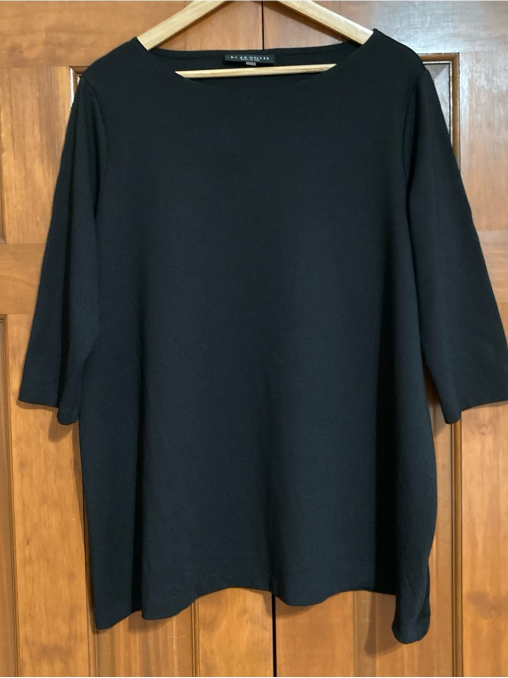 bryn Walker Black Boatneck Relaxed fit black Ponte tunic Top women’s size XL